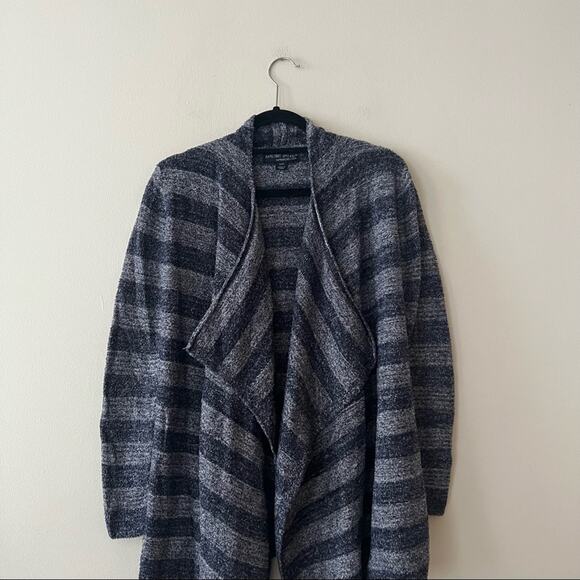 Barefoot Dreams CozyChic Lite Calypso Blue Striped Wrap Cardigan - Picture 3 of 7